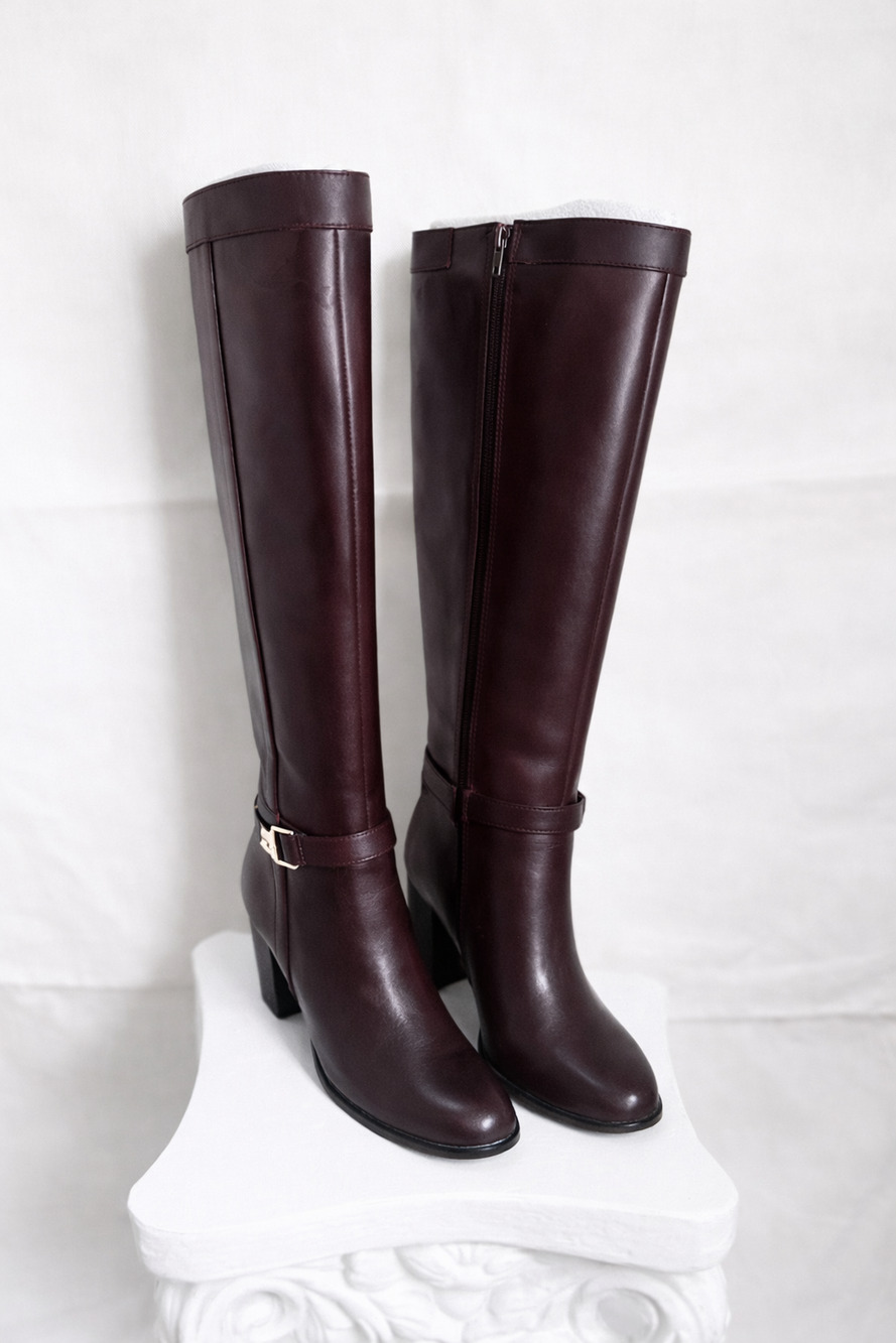 Giani Bernini Tall Knee High Heeled Boots in Dark Brown